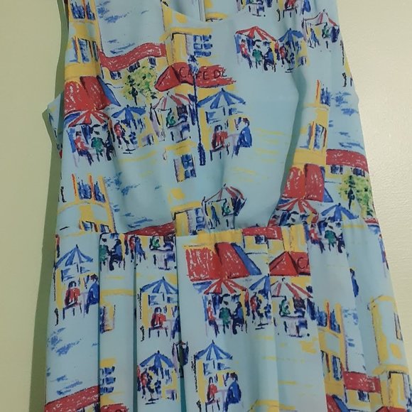 High Low hem Simple Sleeveless Turquoise dress with drinking lovers print sz 4? - Picture 3 of 7